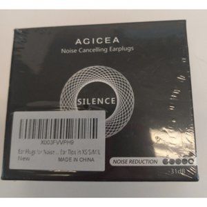 Agicea Noise Cancelling Earplugs -31dB 4 Sizes with Keychain Carrier NEW Sealed